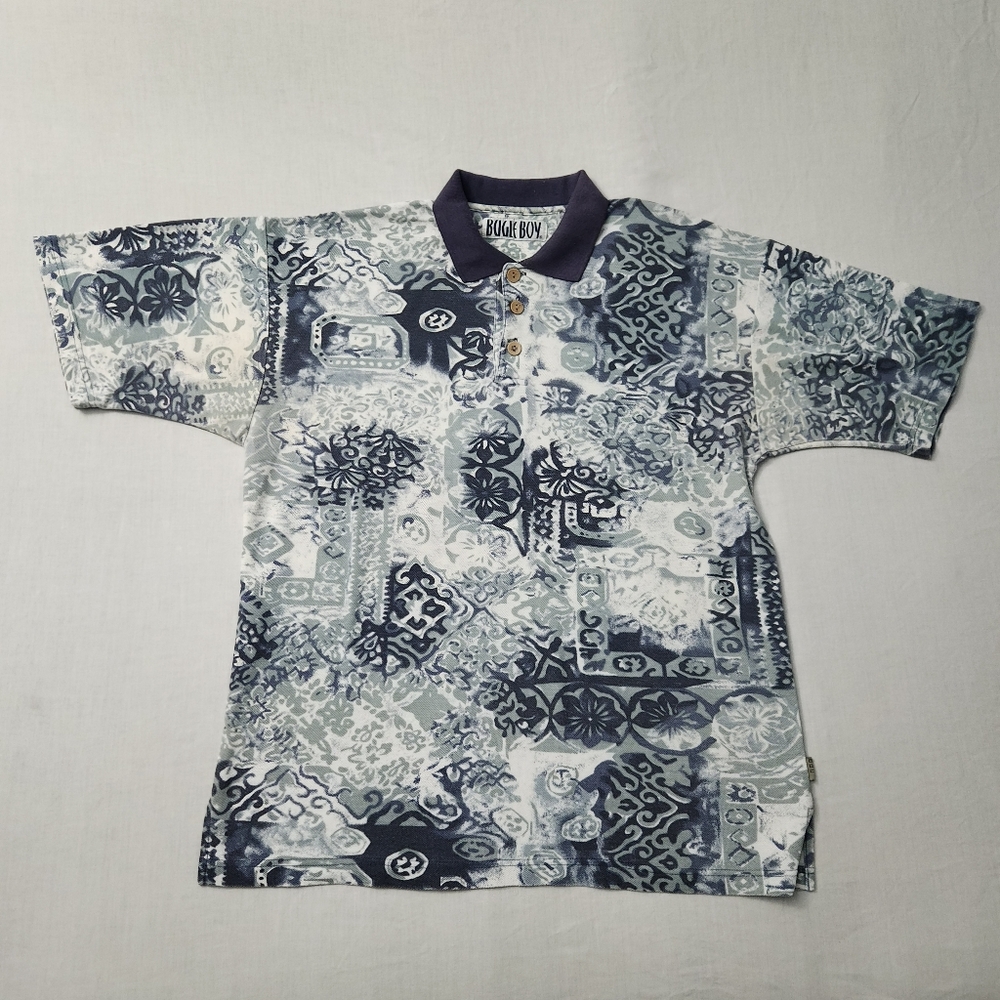 Mens BUGLE BOY Hawaiian Polo Sz L